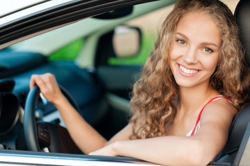 Fototapeta na wymiar Car, Driving, Women.