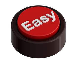 Easy red 3D button on white background