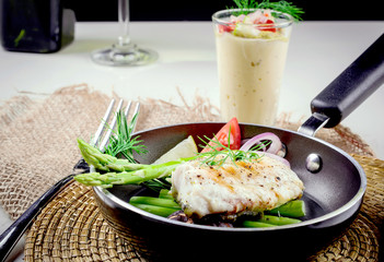 Grilled salmon and vegetables