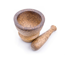 Wooden mortar and pestle