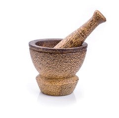 Wooden mortar and pestle