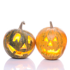 Halloween Pumpkin.Scary Jack O'Lantern isolated on white