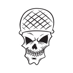 Skull wearing helmet