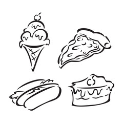 set of sketchy food icon