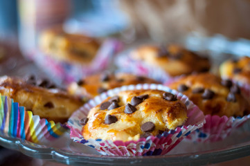 Tasty close of tray of cupcakes