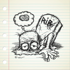cartoon zombie in doodle style
