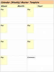 Calendar (Weekly) Master Template , free to fill in on your demand