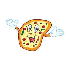 cartoon pizza with happy face