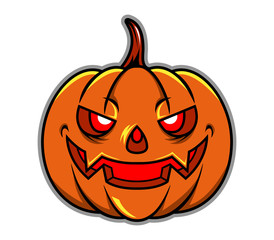 Pumpkin head, vector illustration of Halloween theme