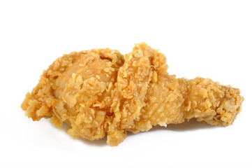 fried chicken drumstick on white background