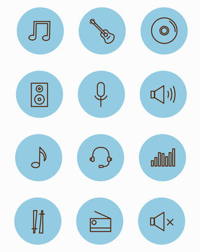 Set Music, audio Icons,  musical instruments, vector