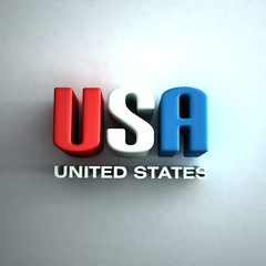 3D USA Letters word  in red,white and blue