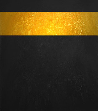 Black background. Luxury shiny gold ribbon. Black website template design.