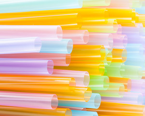 Colored Plastic Drinking Straws closeup, macro
