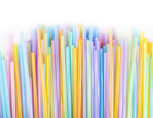 Colored Plastic Drinking Straws closeup, macro