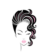 Short hair style icon, logo women face