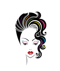 Short hair style icon, logo women face