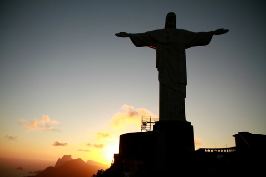 Photo taken during sunset at Corcovado mountain in Rio de Janeiro, Brazil.