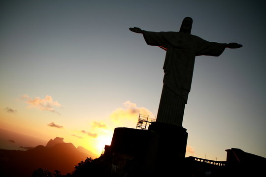 Photo taken during sunset at Corcovado mountain in Rio de Janeiro, Brazil.
