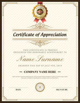 Vintage retro frame certificate background template
