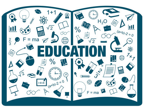 Silhouette flat infographic of education maths science text book vector