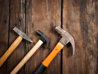 hammer on a wood board