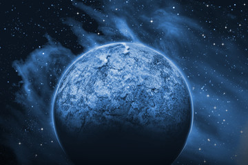 Alien Planet sci-fi scene. Artist's Rendition.