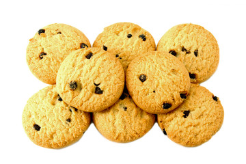 Mini Chocolate chips cookies isolated on white