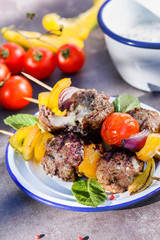 grilled meatballs with vegetables