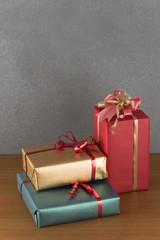 gift box on wood table