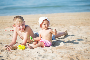 Two children on the beach