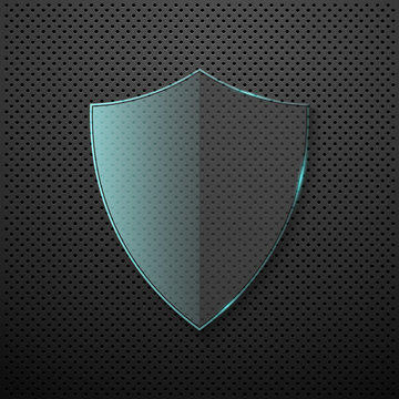 Metal background with glass shield. Vector
