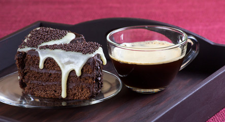 Chocolate cake with coffee