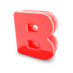 3d red metal letter B isolated white background