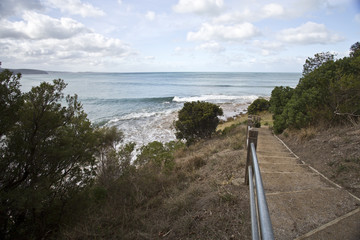 Fototapeta na wymiar Staircase to the beach in Victoria