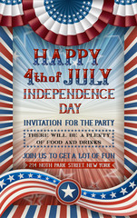 Greeting card for fourth of july holiday. EPS 10 contains transparency