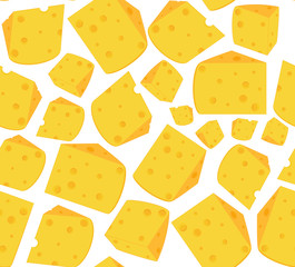 Cute vector seamless pattern with slices of cheese