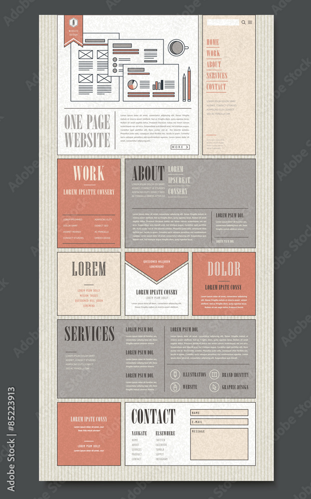 Canvas Prints retro one page website design template