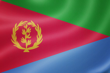 Eritrea flag on the fabric texture background