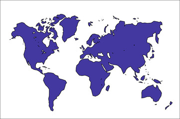 World map illustration with border