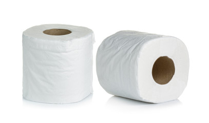 toilet paper on white background