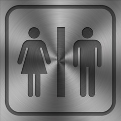 Toilet sign on Metal Texture