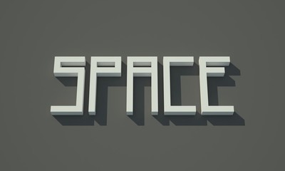 space - Text 3D Polygon / 3D render