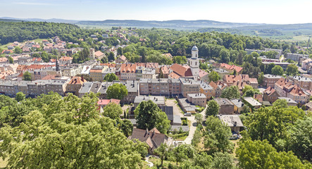 Fototapeta na wymiar Panoramic view of Bolkow town, Poland.