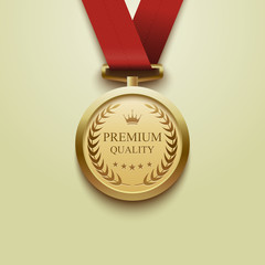 Gold medal Premium quality.vector - obrazy, fototapety, plakaty