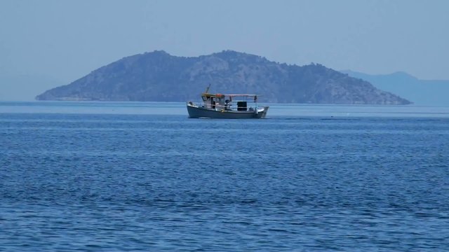 Fischerboot, Blaue Stunde, Griechenland