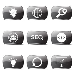 SEO Internet Sign Black Vector Button Icon Design Set 2