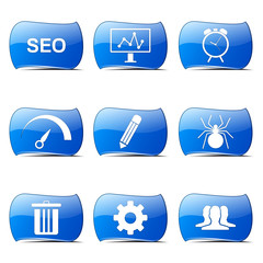 SEO Internet Sign Blue Vector Button Icon Design Set 8
