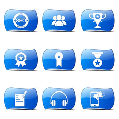 SEO Internet Sign Blue Vector Button Icon Design Set 9