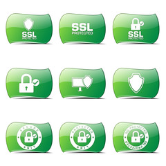 Protection Web Internet Green Vector Button Icon Design Set